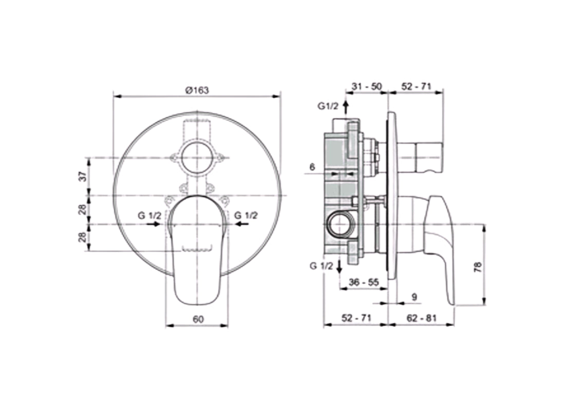 Ceraflex Built-In Bath & Shower Mixer