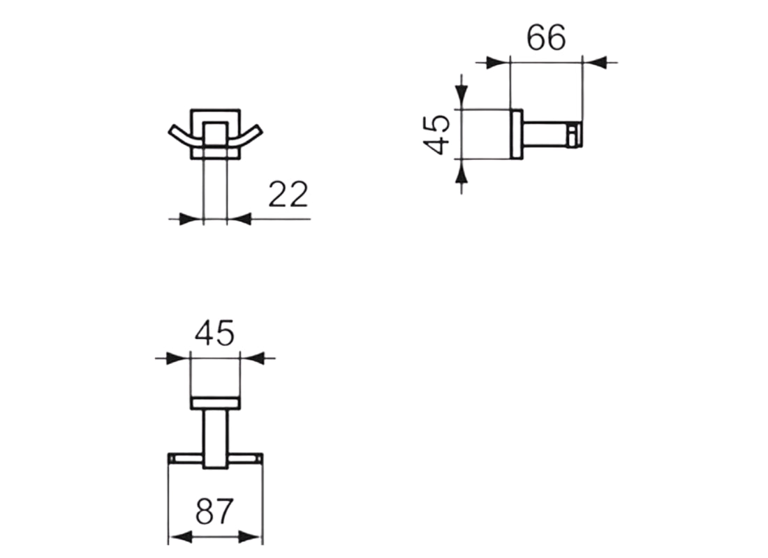 Prj IOM Square Double Robe Hook