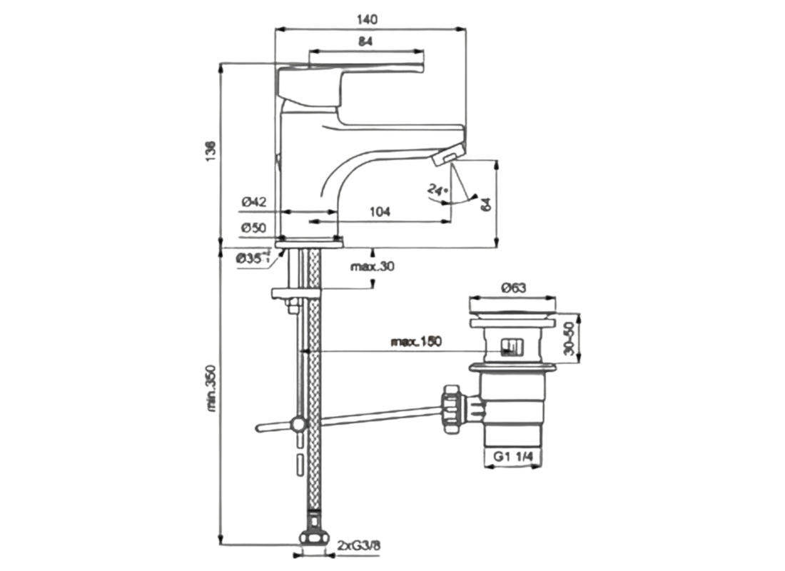 Idealstream Basin Mixer with Pop-Up Waste