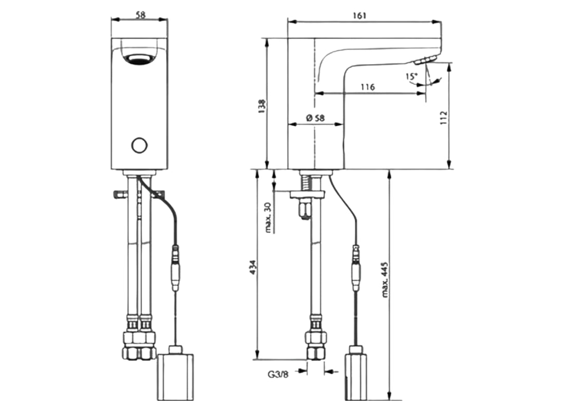 Ceraplus Infrared Basin Spout, Battery-Powered Touchless Bathroom Tap