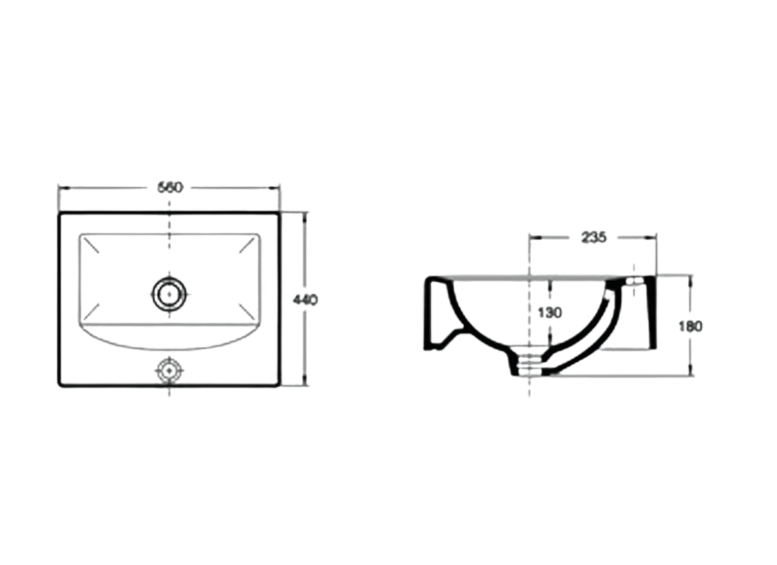 Plan Vessel Basin 560×440×180 mm