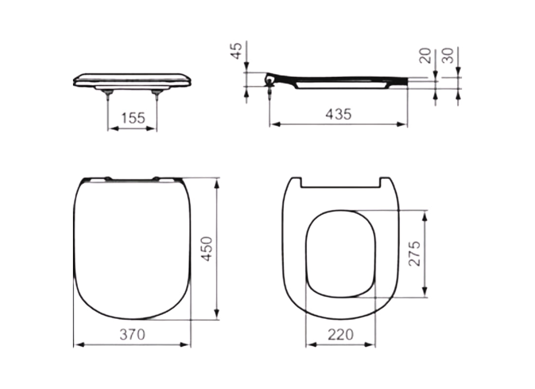 Tesi Silk Black Thin Soft-Close Toilet Seat & Cover