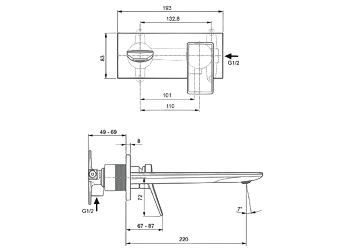 Conca Built-In Basin Mixer, Kit 2