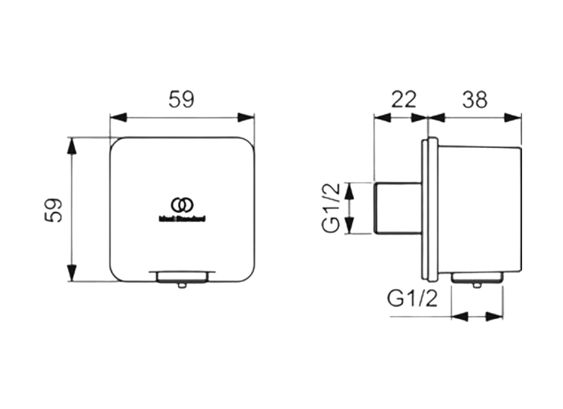 Irain Square Wall Elbow Silver 1/2″