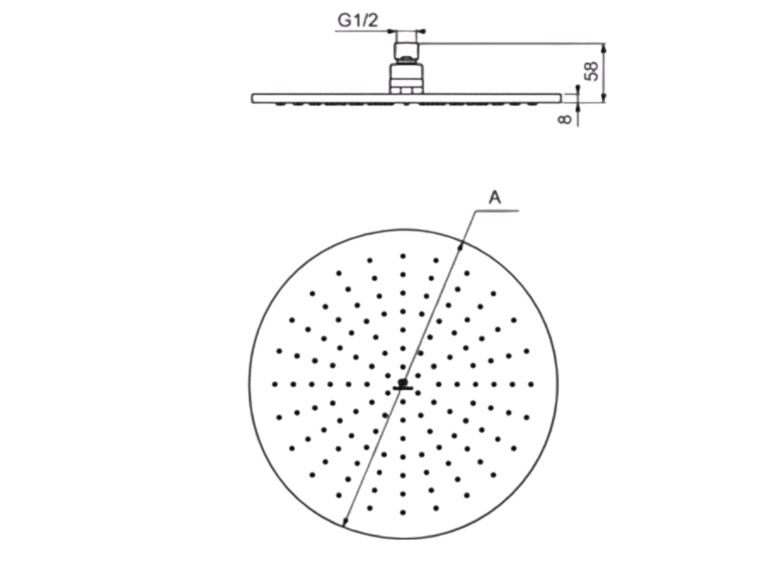 Irain Round Rainshower Head 300 mm