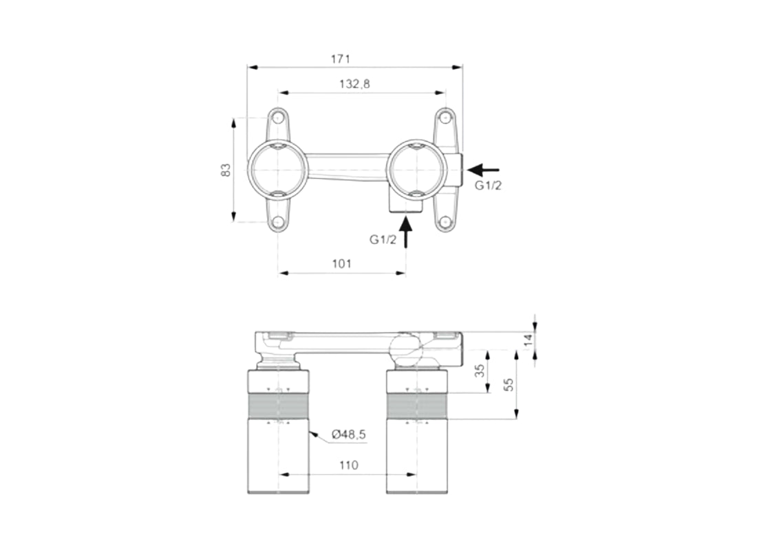 Built-In Horizontal Basin Mixer Kit 1
