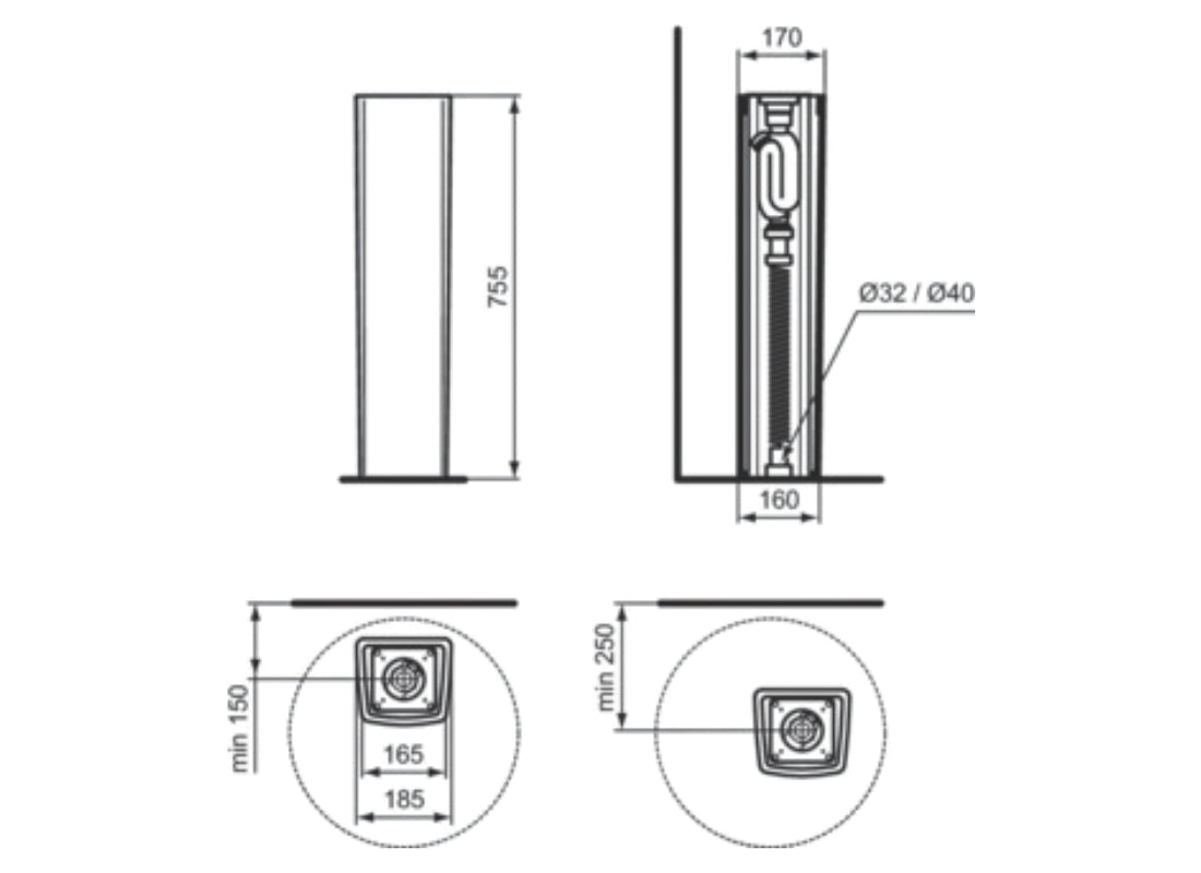 Conca Full Pedestal for Round Vessel White