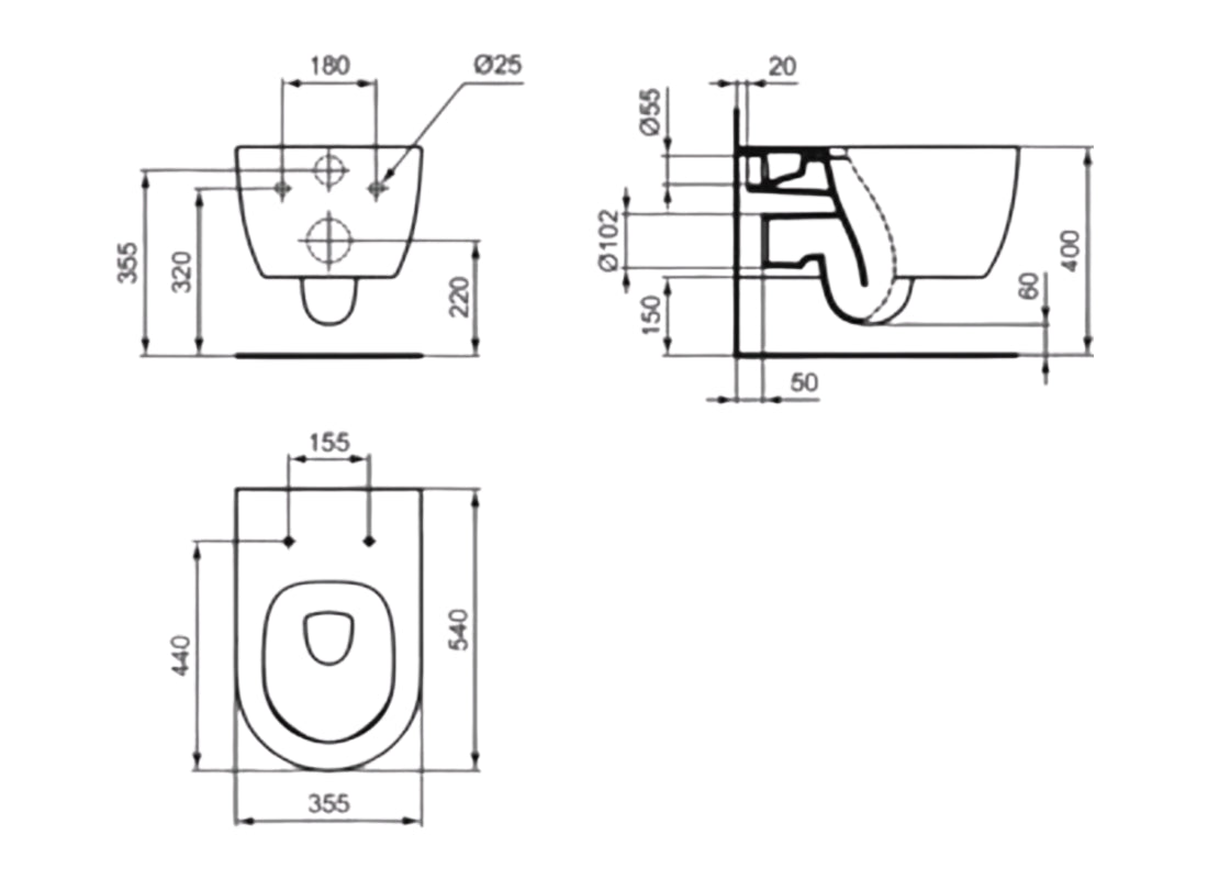 Blend Curve Wall-Hung WC Bowl