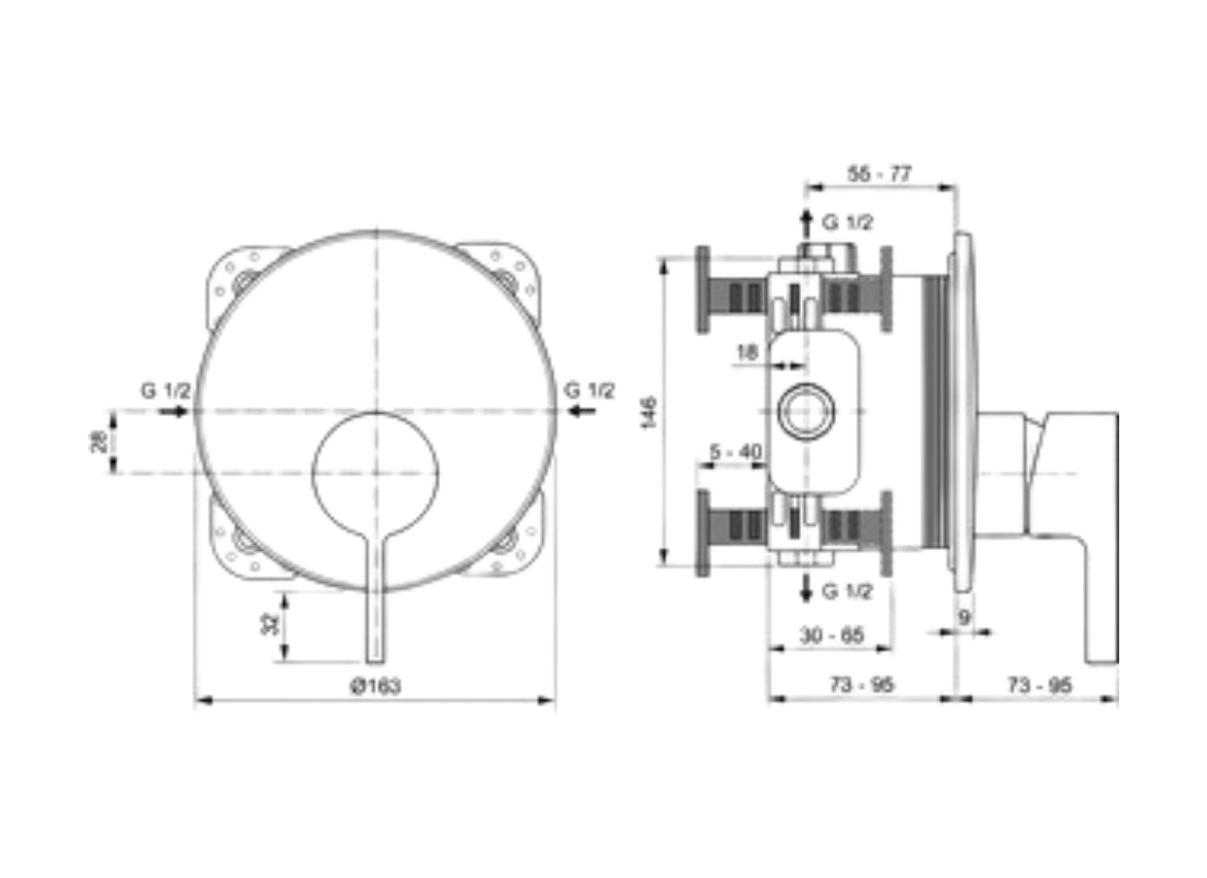 Joy Built-In Shower Mixer Sliver Storm