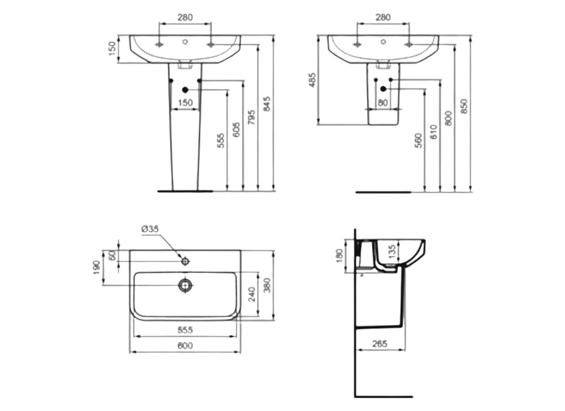 i.Life S Washbasin 600mm, One Tap Hole T458301