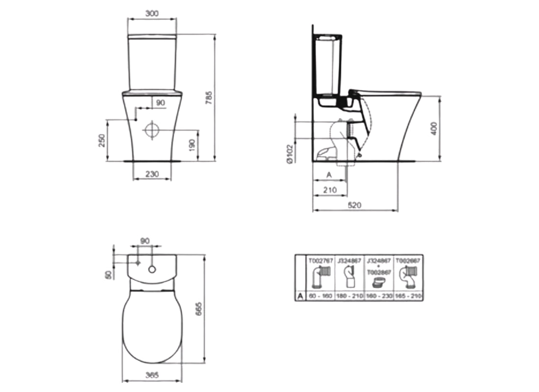 Connect Air Close Coupled Back To Wall WC Bowl