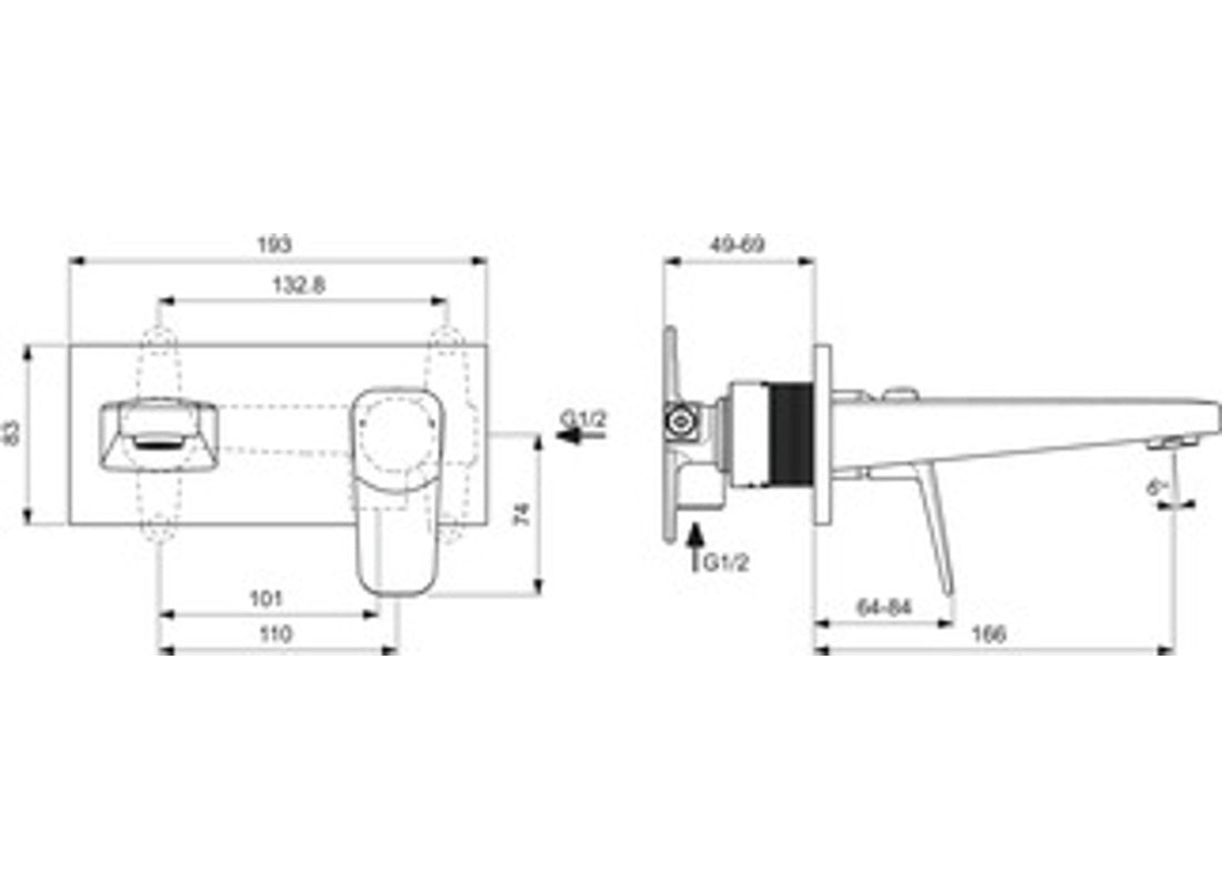 Ceraplan Wall-Mounted Basin Mixer, Kit 2