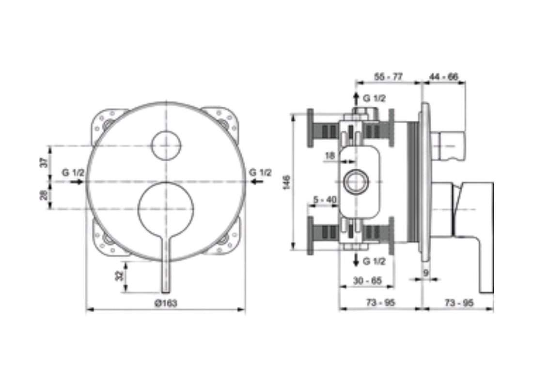 Joy Built-In Bath & Shower Mixer