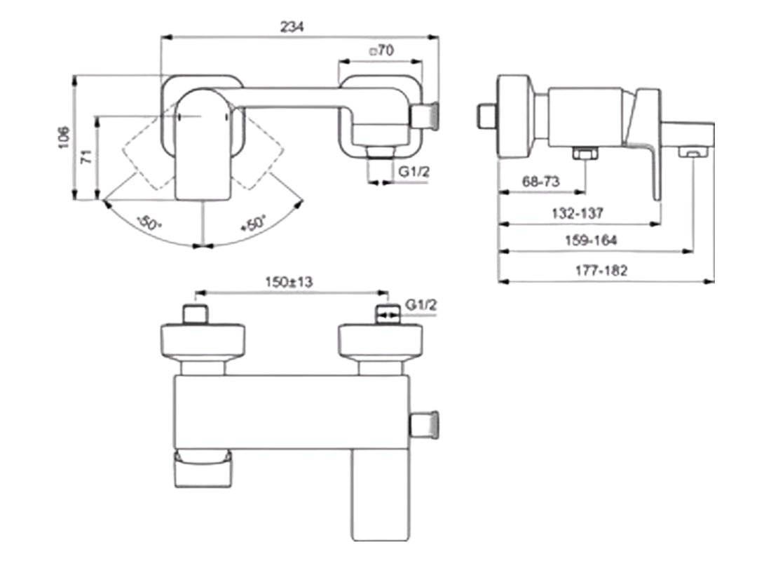Edge Exposed Bath & Shower Mixer