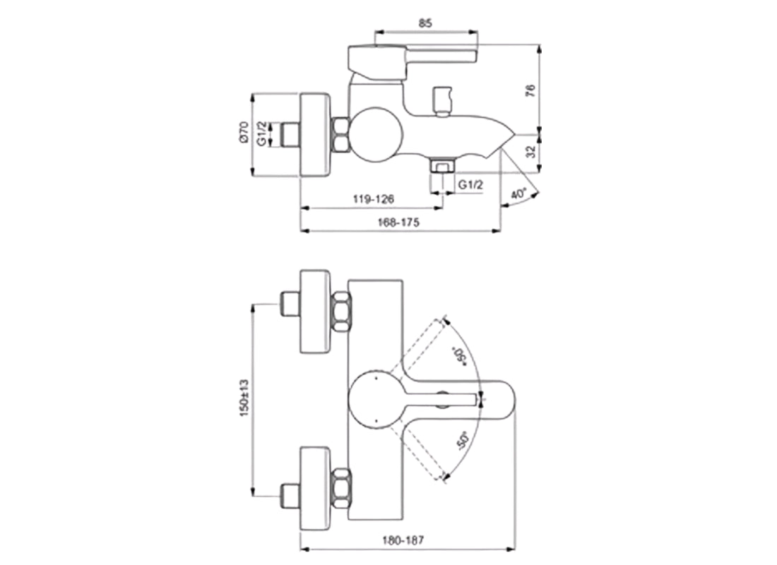Ceraline Exposed Bath & Shower Mixer