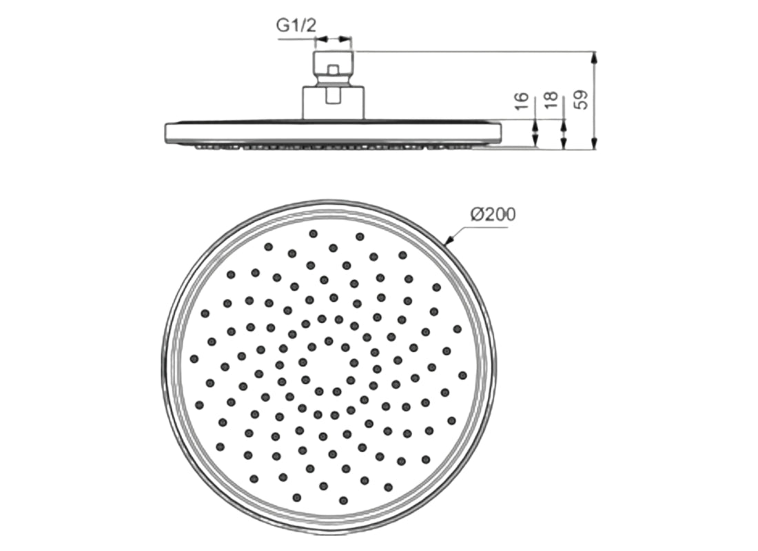 Irain S1 200 mm Rainshower Head Plastic