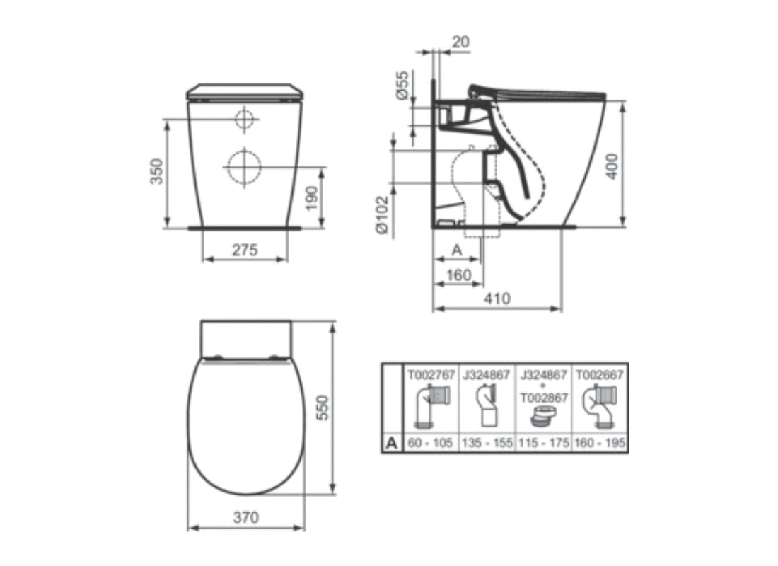 Connect Back-To-Wall Bowl White