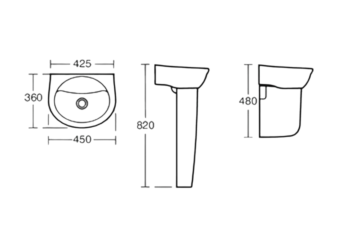 Alto/Space Semi-Pedestal, Wall-Mounted Basin Support