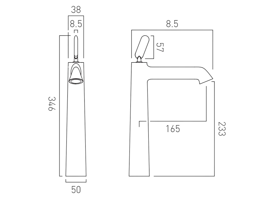 Arrondi Extended Mono Basin Mixer, Tall Basin Tap