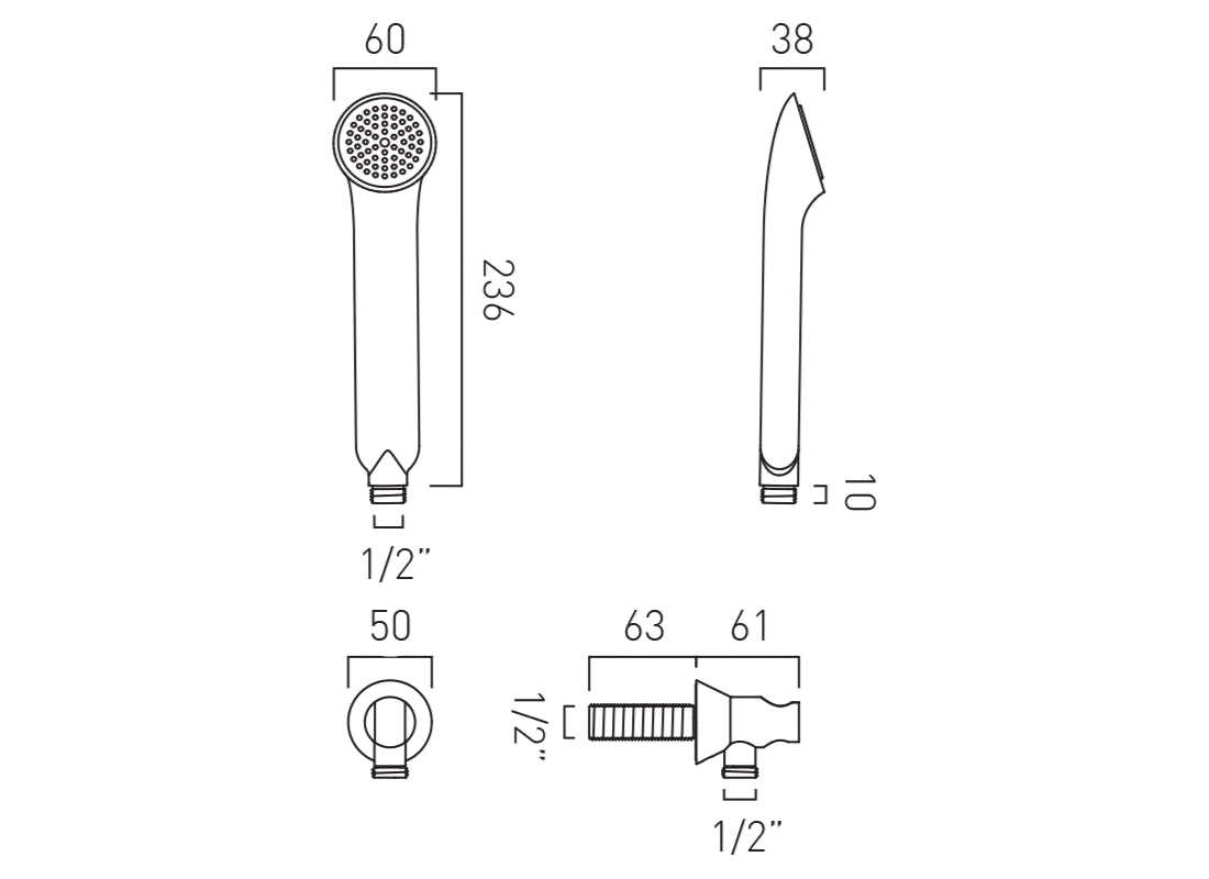 Arrondi Single Function Mini Shower Kit with Integrated Outlet
