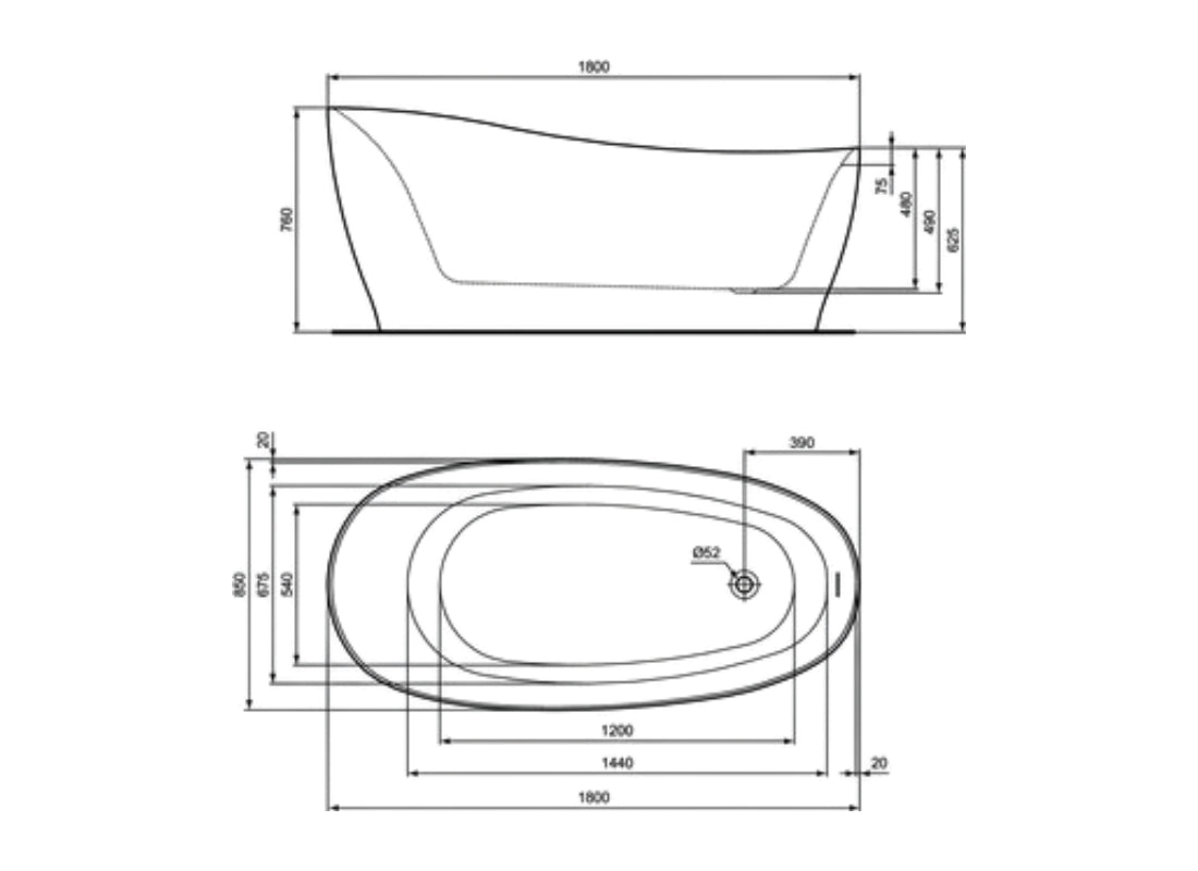 Around Freestanding Bathtub 180x85