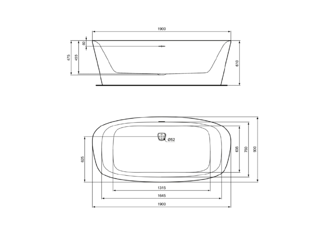 DEA Freestanding Bathtub 190x90