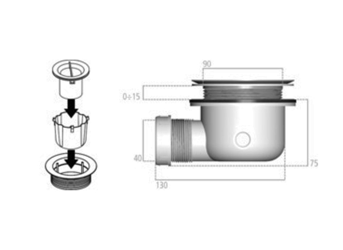 Ultra Flat S Shower Waste 90mm w/out Cover
