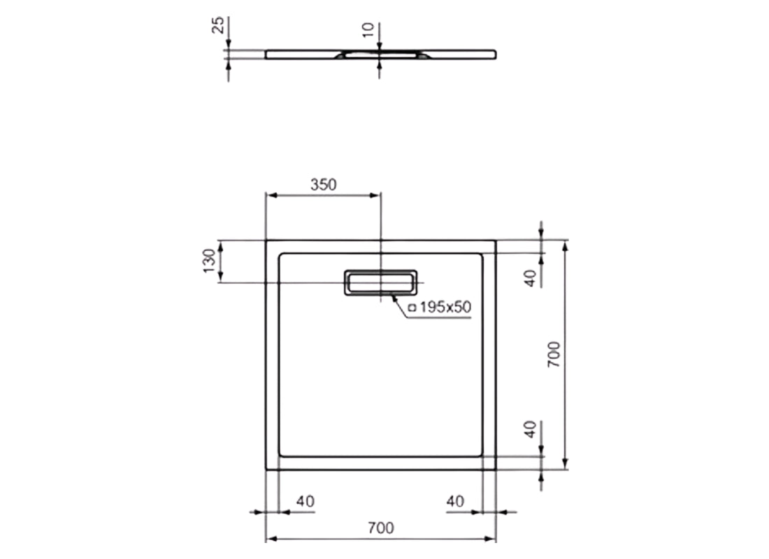 UltraFlat New Shower Tray 70x70 Square