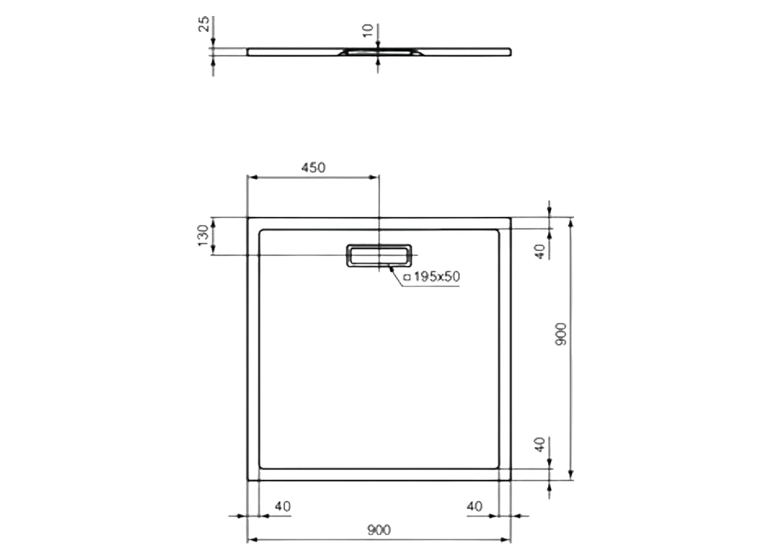 Ultraflat New Square Shower Tray 90x90