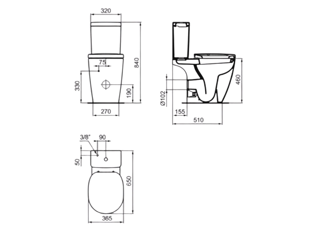 Concept Cube Close Coupled Cistern White 6/4L Dual Flush