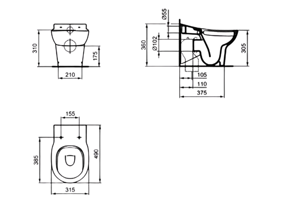 Contour 21 Back-to-Wall Toilet Bowl