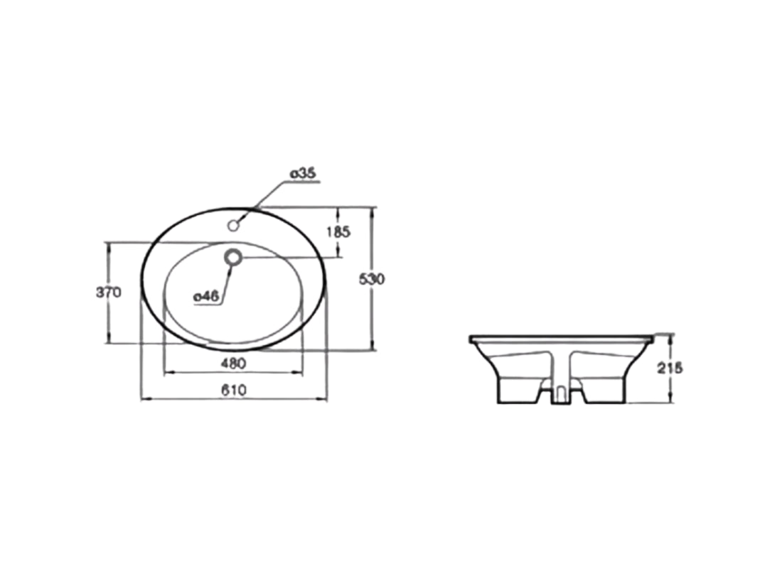 Ovalux Countertop Basin G0800 – 610×530 mm