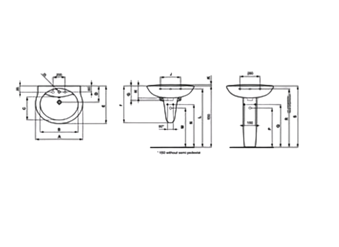 San Remo Basin 600×490 mm, 1 Tap Hole E7460