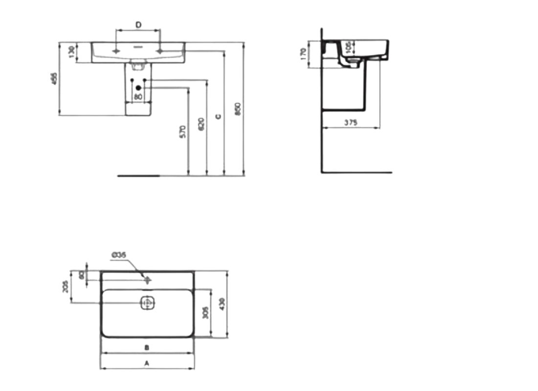 Strada II Basin 60 cm