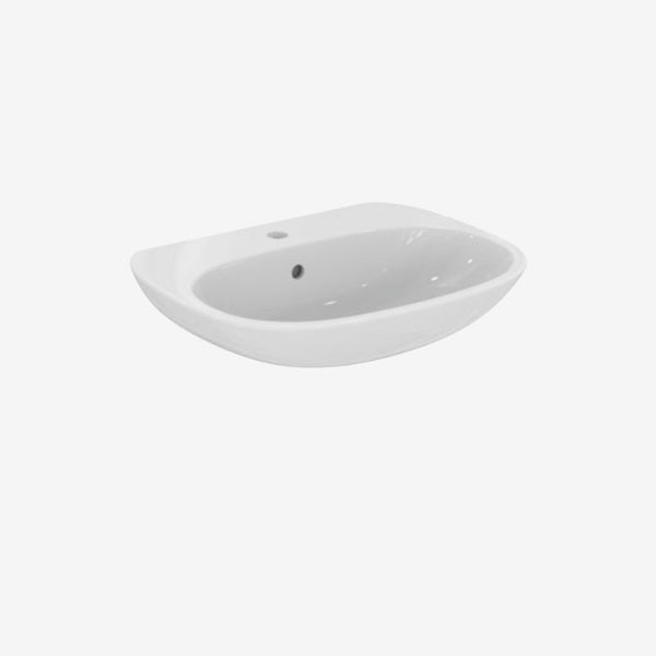 Tesi 60 cm Washbasin – White Wall-Mounted Basin