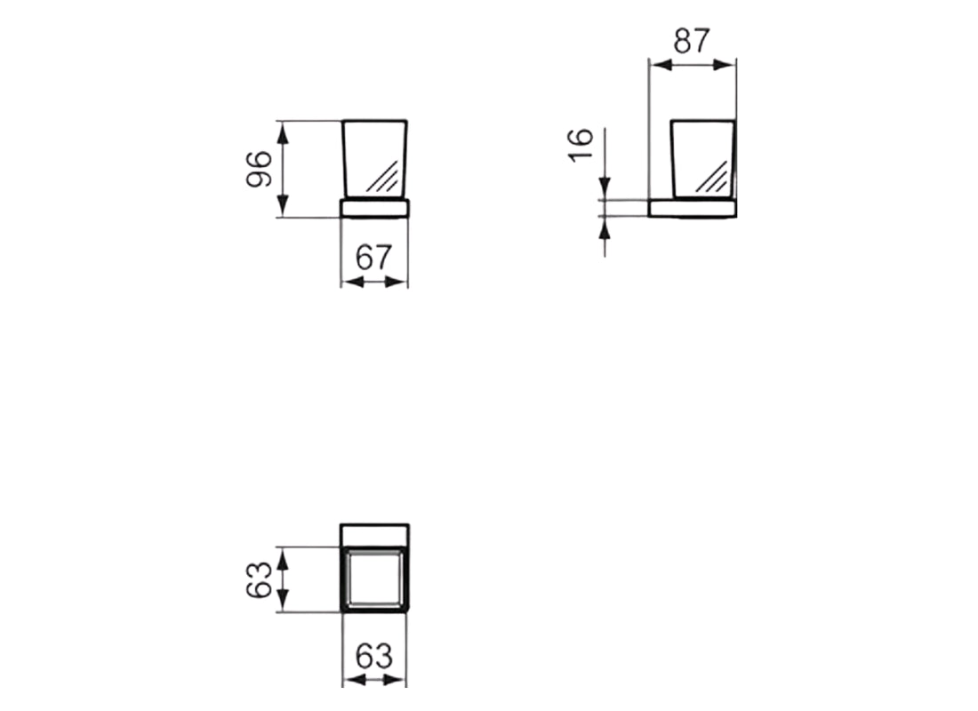 Conca Tumbler Squared, Wall Mounted