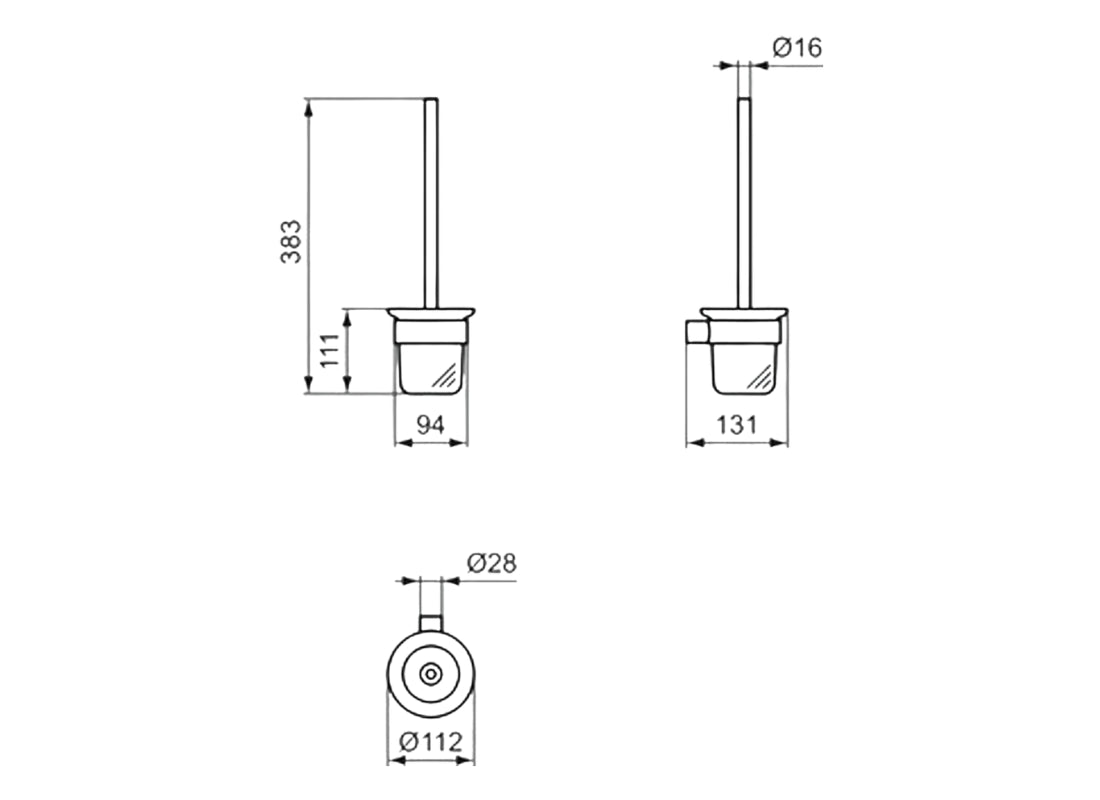 Conca Toilet Brush & Holder Wall Mounted Round