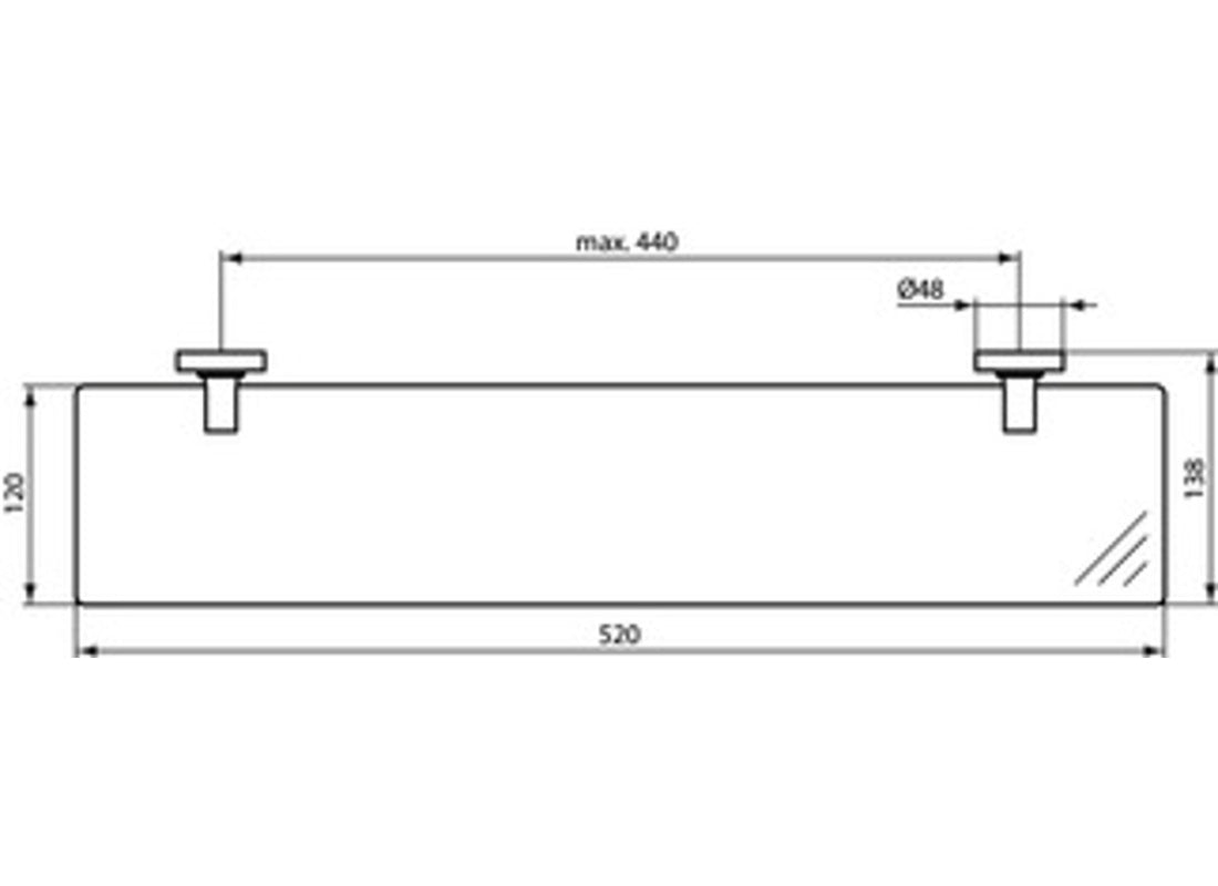 IOM 520 mm Wall Mounted Glass Shelf