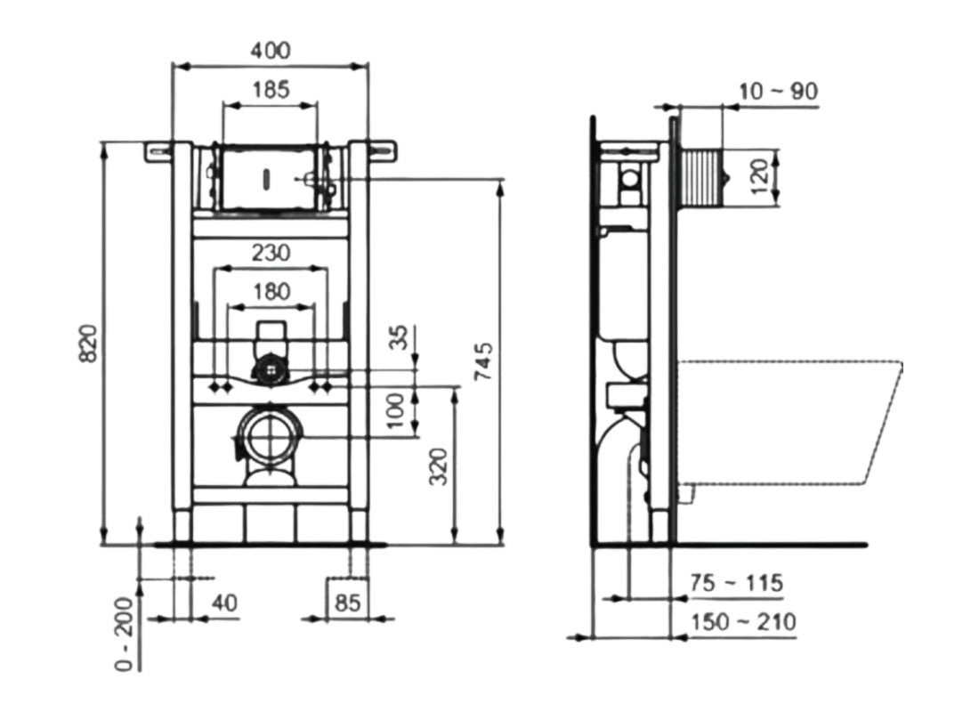 Prosys Frame 820 Dry Water Closets 150 CL1