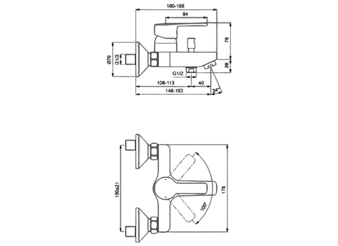 Idealstream Exposed Bath & Shower Mixer