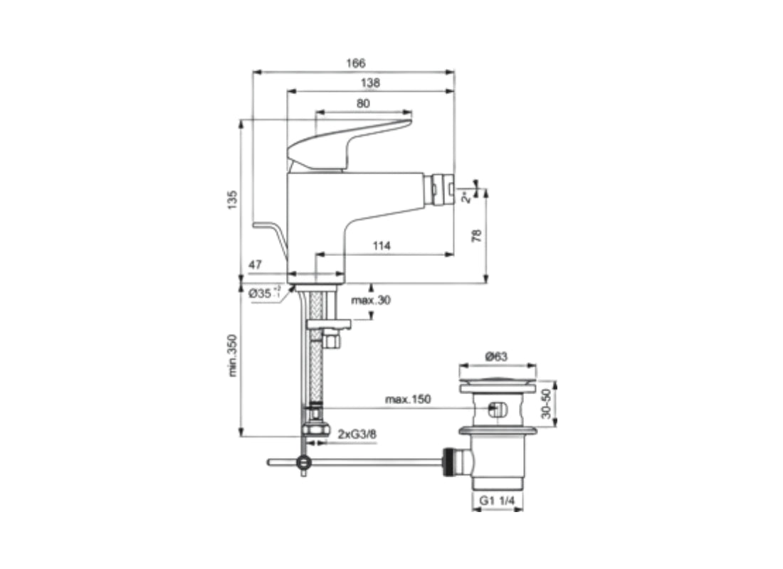 Ceraflex Bidet Mixer Chrome