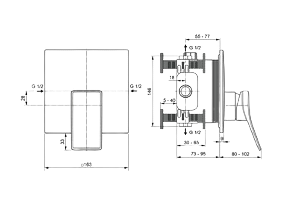 Conca Built-In Shower Mixer Kit 2 Concealed