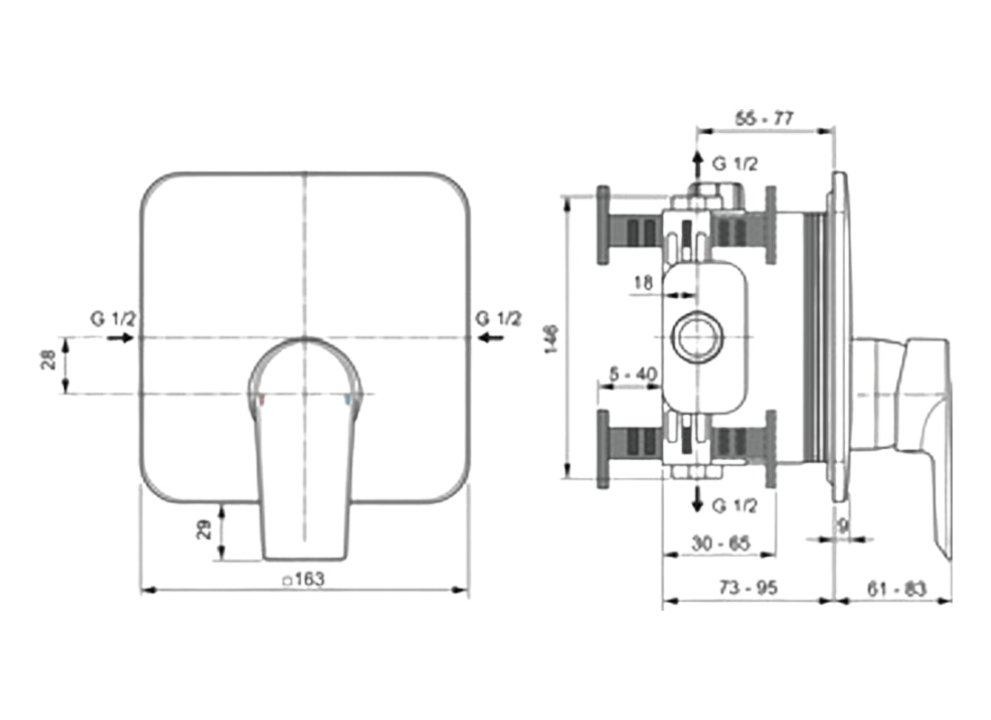 Edge Built-In Shower Mixer Kit 2 Easy-Box
