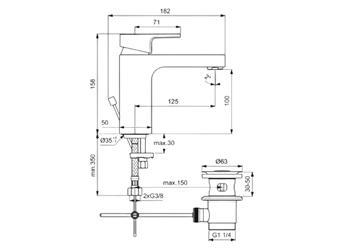 Edge Basin Mixer, 5L with Pop-Up Waste