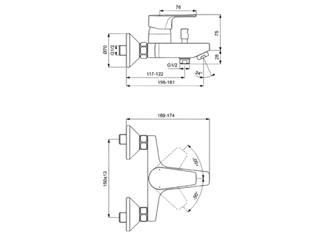 Cerafine D Exposed Bath & Shower Mixer