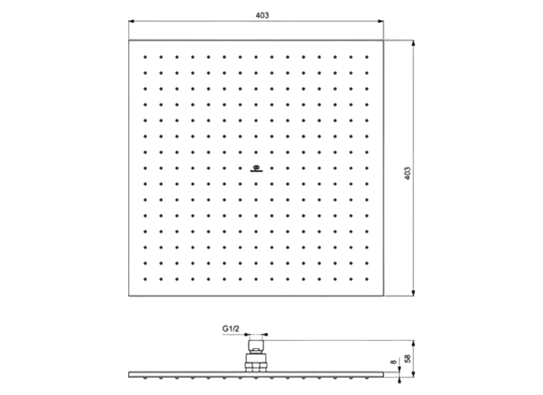 Idealrain Square Rain Shower Head 400mm
