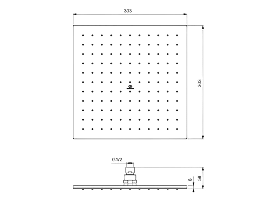 Idealrain Square Rain Shower Head 300mm