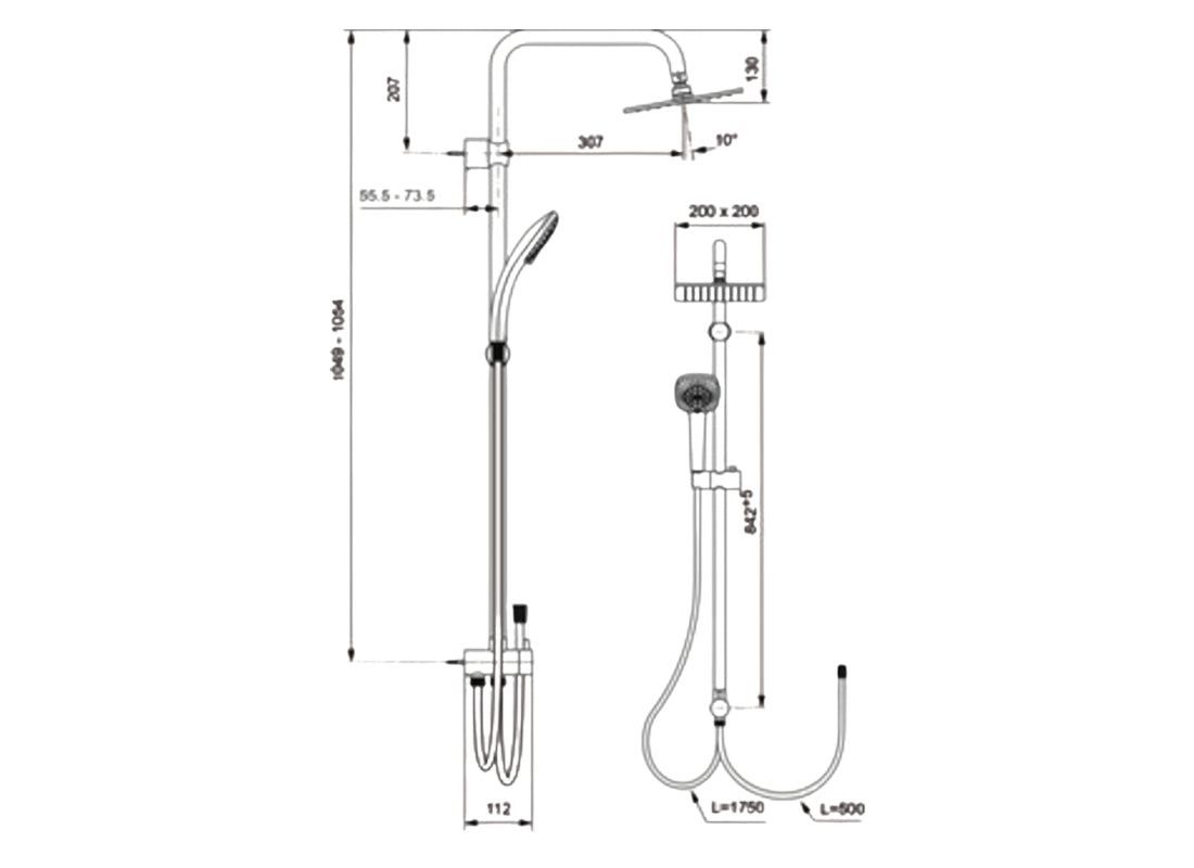 Idealrain Cube Exposed Shower System 200mm