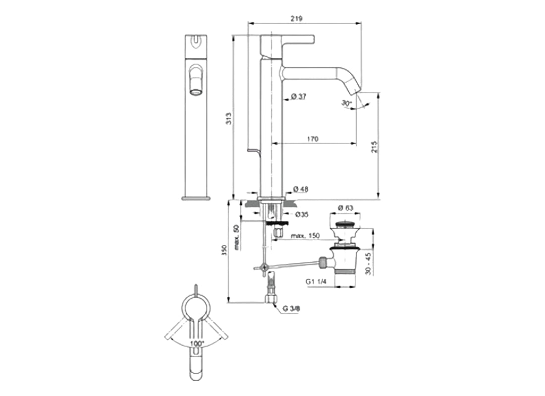 Joy Vessel Basin Mixer, 5L with Pop-Up Waste