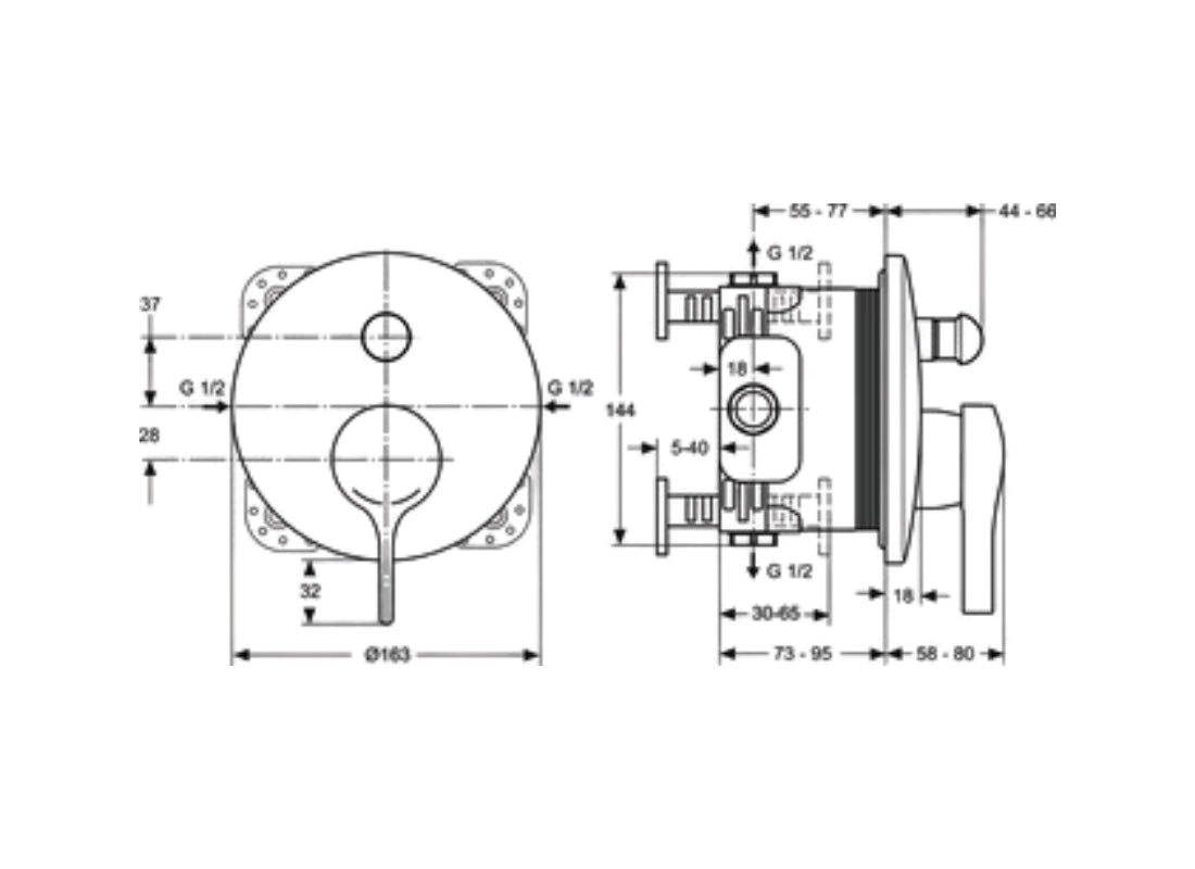 Melange Built-In Bath & Shower Mixer Chrome A4720AA